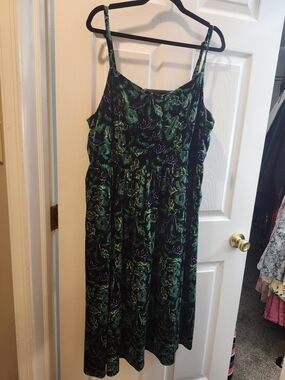 Torrid Green & Black Floral Midi Sundress, Torrid 3 = 3X
